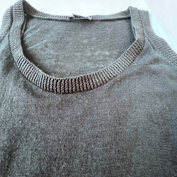 Theory Black Knit Linen Scoop Neck Tank Top Sleeveless Ribbed Trim Size Medium - Picture 7 of 9